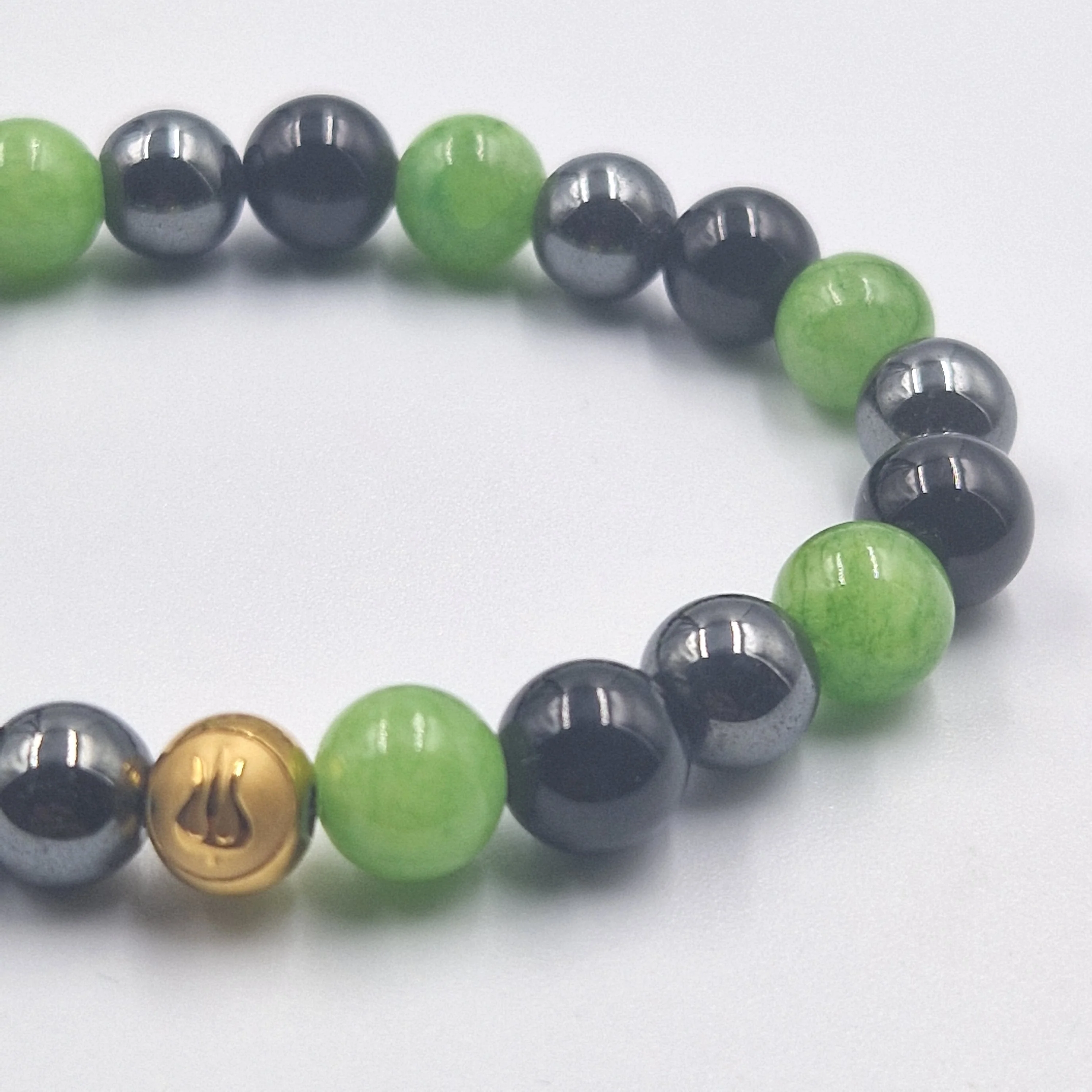 Bracelet VOLONTE en Tourmaline noire, Jade vert et Hématite - Image 2