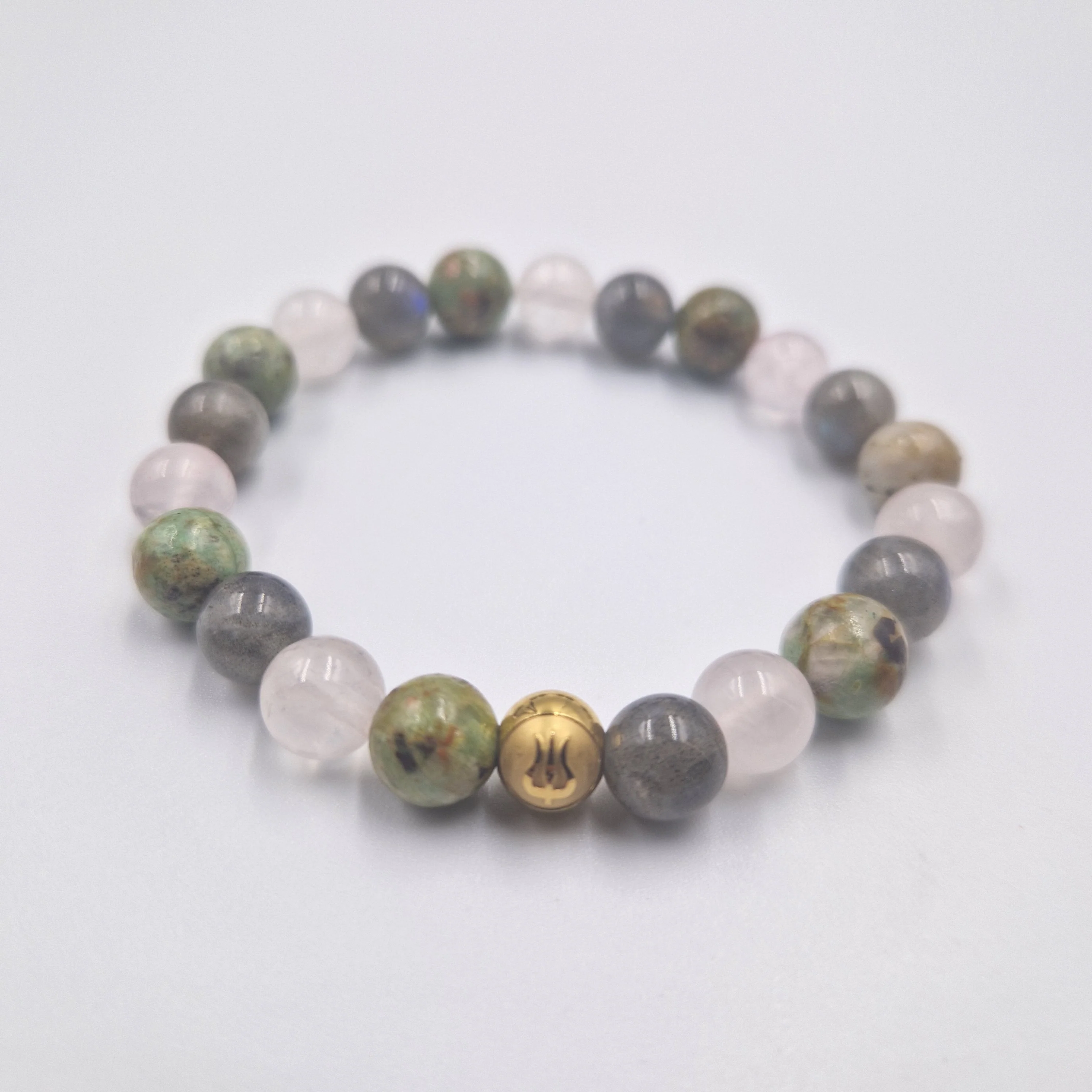 Bracelet VULGARITE en Quartz rose, Labradorite et Turquoise
