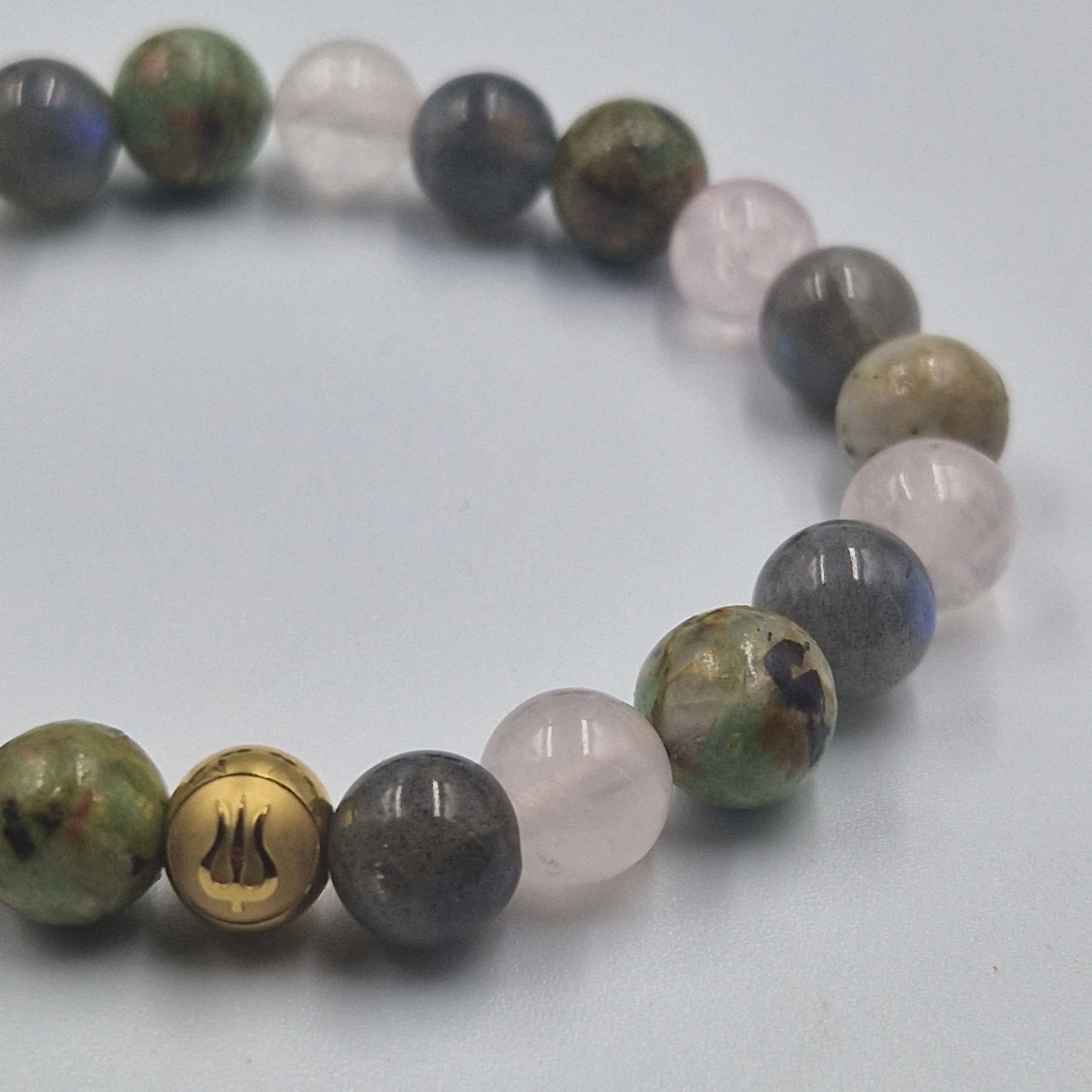 Bracelet VULGARITE en Quartz rose, Labradorite et Turquoise - Image 2
