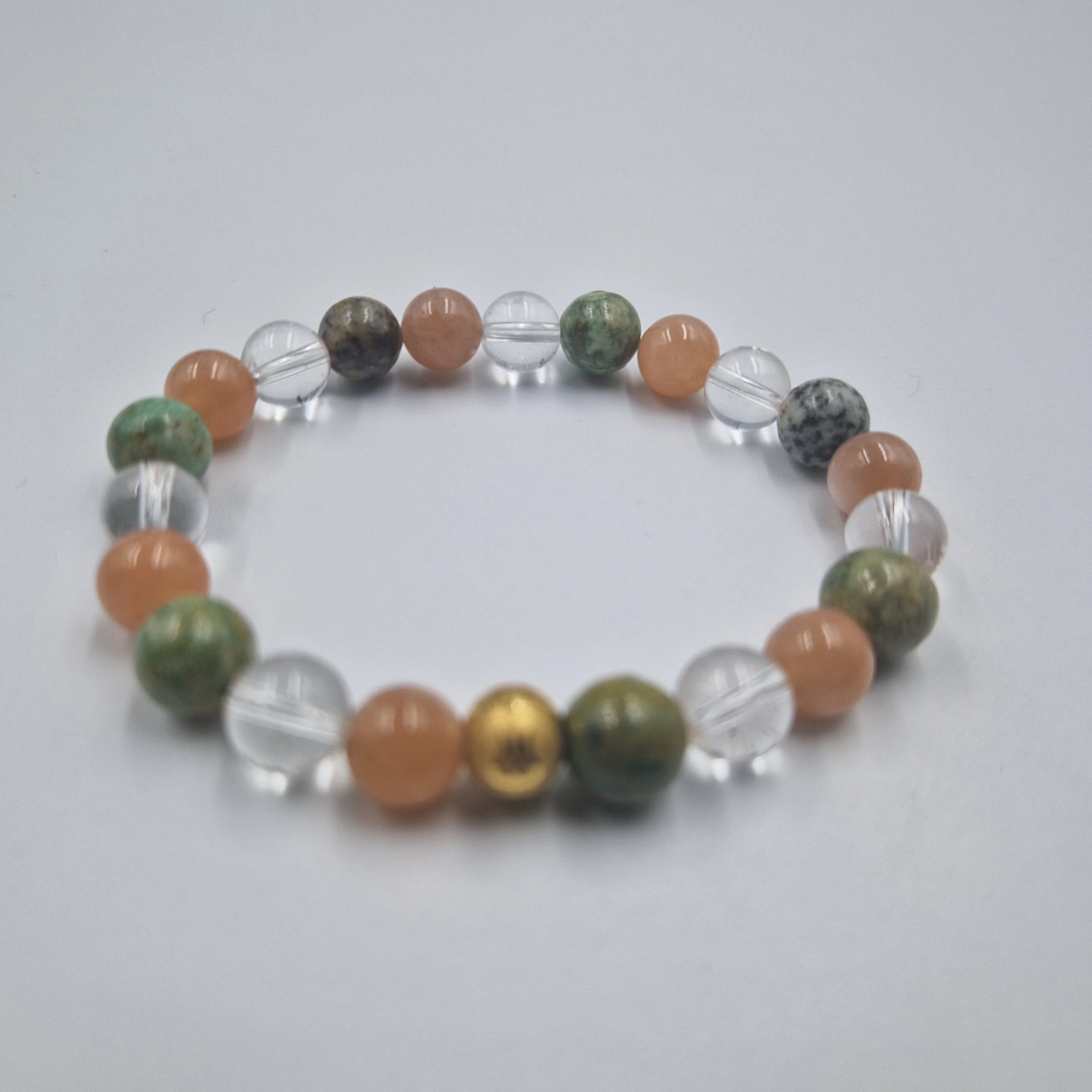 Bracelet YANG en Quartz clair, Turquoise et Pierre de soleil - Image 3
