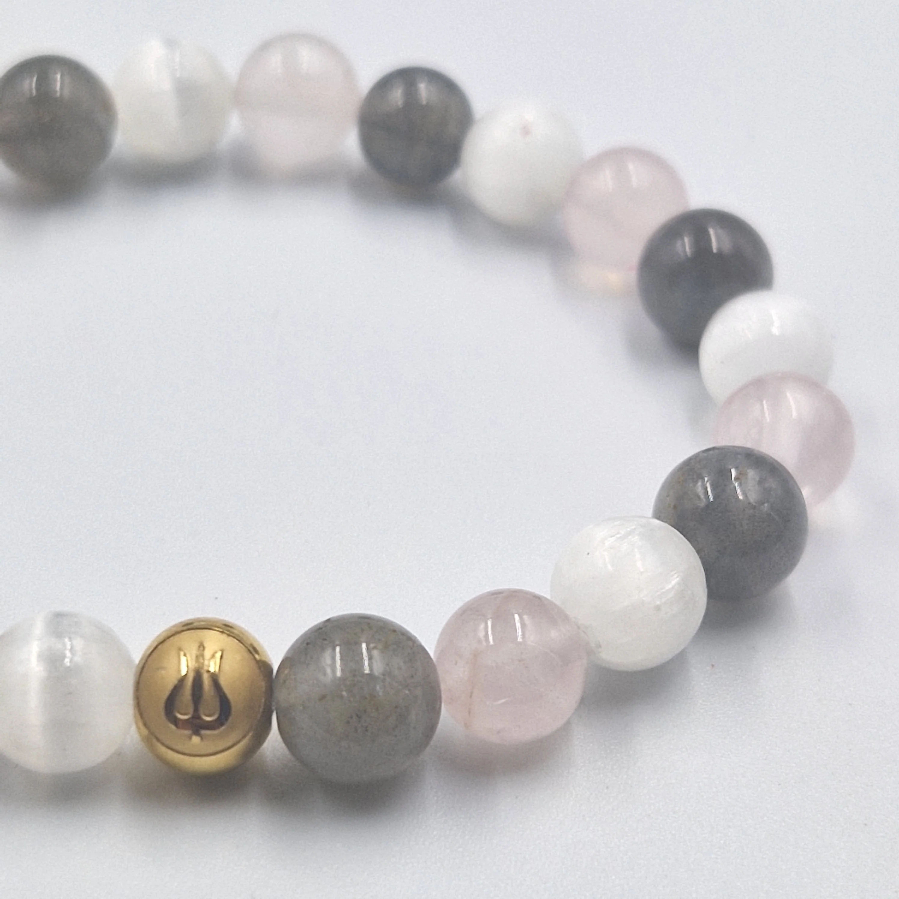 Bracelet YIN en Quartz rose, Labradorite et Sélénite - Image 2