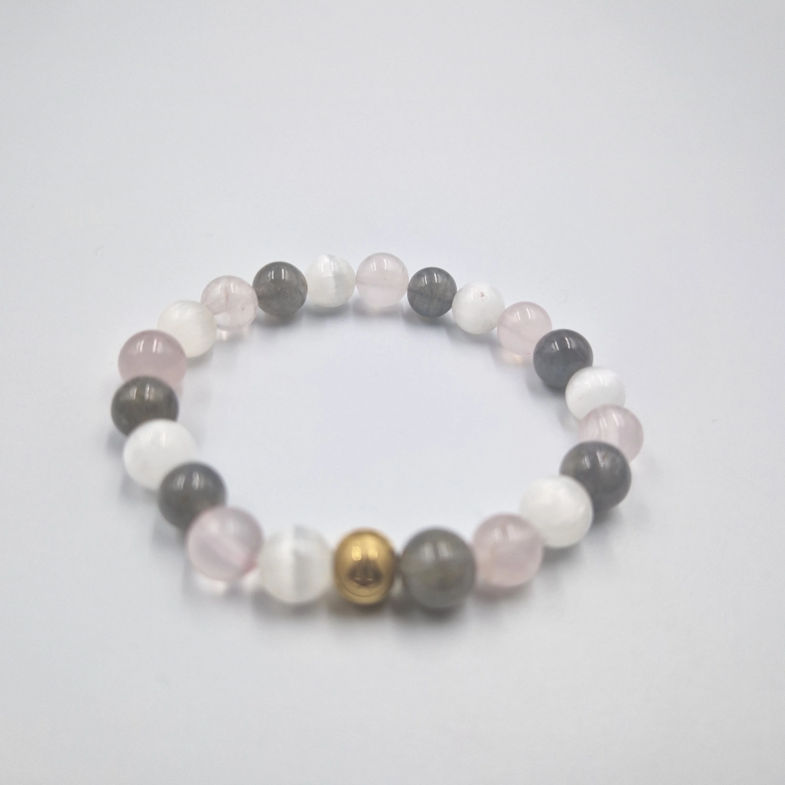 Bracelet YIN en Quartz rose, Labradorite et Sélénite - Image 3