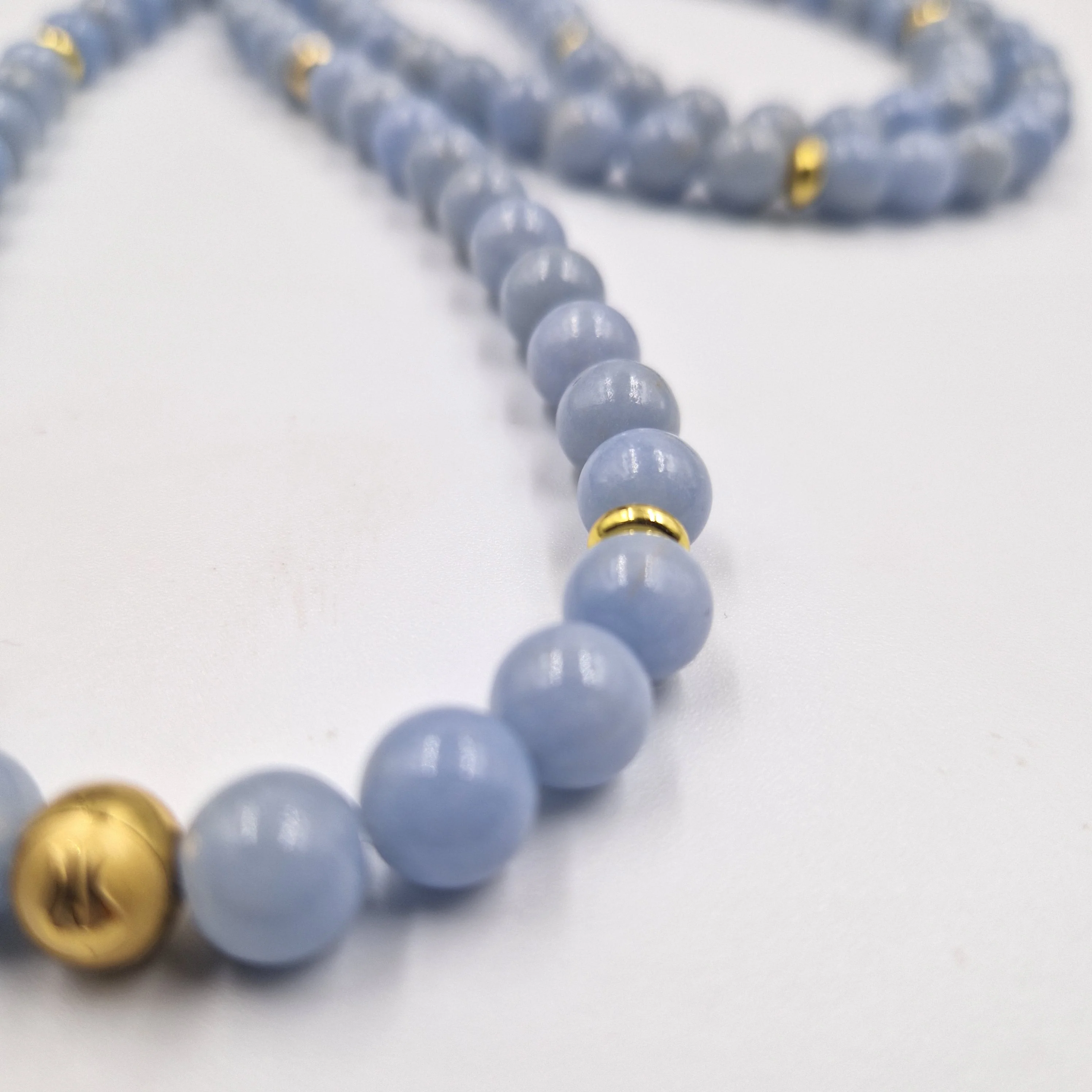 Collier mala en Angélite - 108 perles 8mm - Image 2