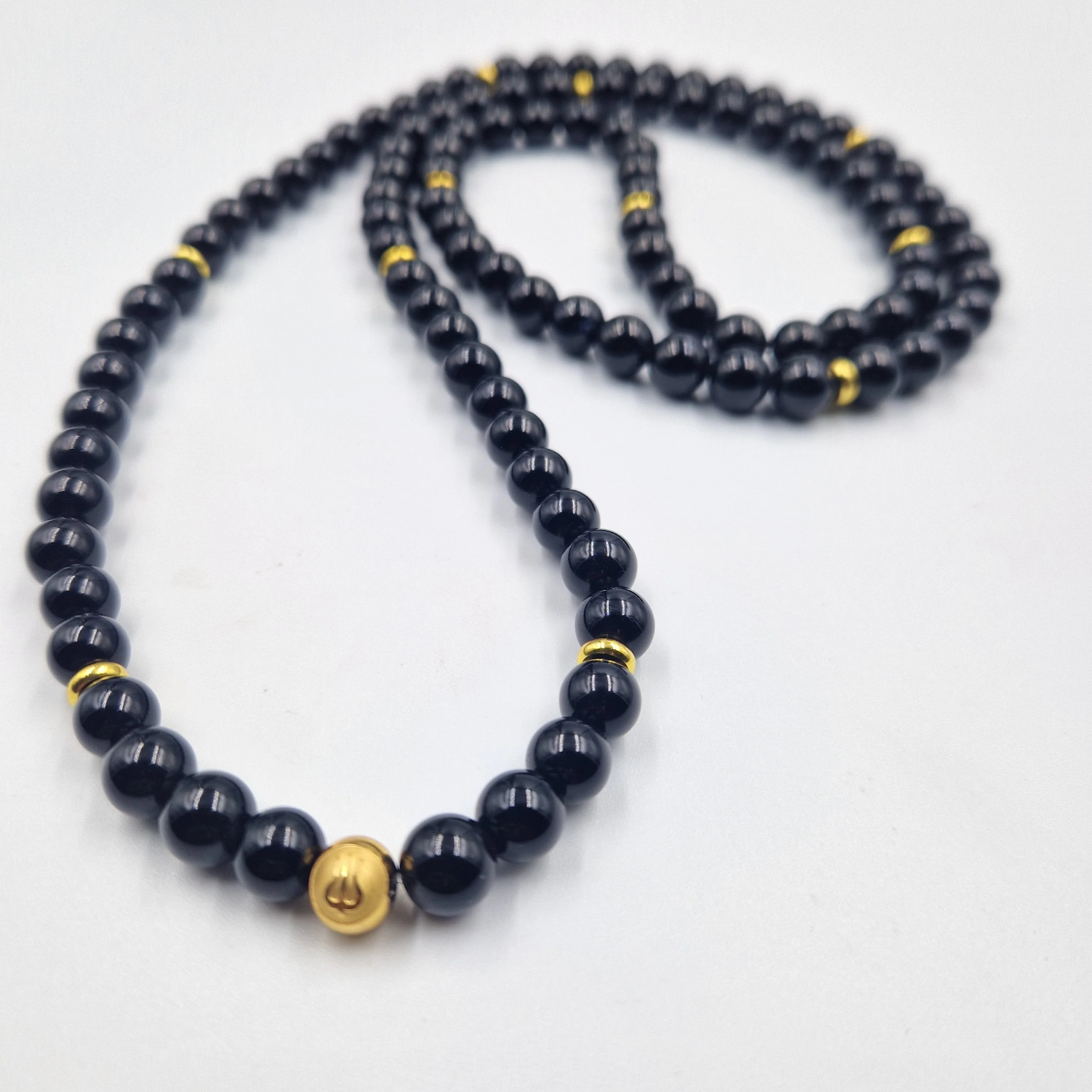 Collier mala en Obsidienne noire - 108 perles 8mm