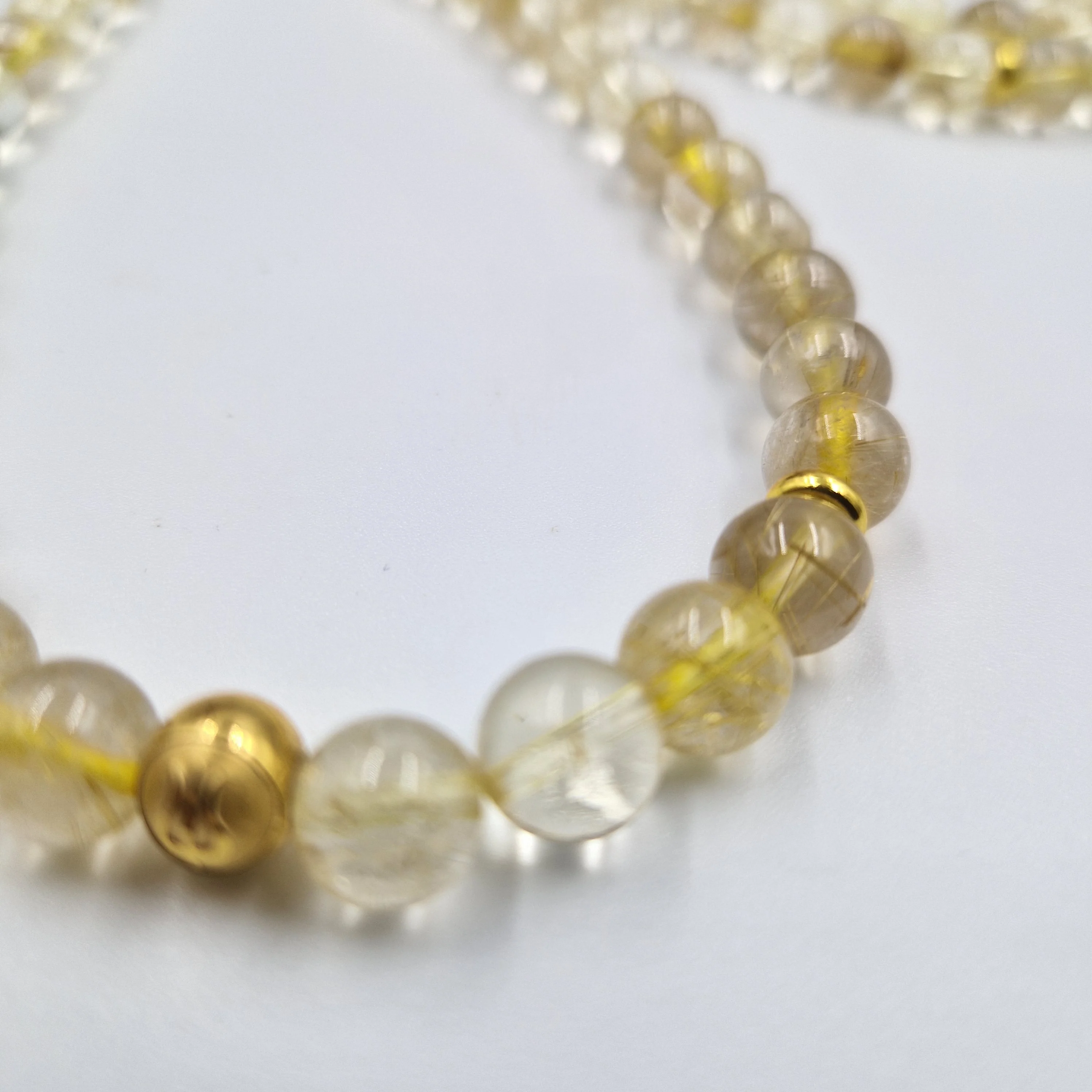 Collier mala en Quartz rutile doré- 108 perles 8mm - Image 2